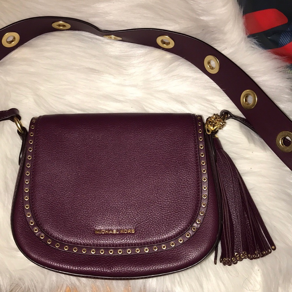 Michael Kors Plum Medium Leather Crossbody Bag